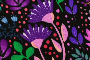 Viskose Webware, "In full bloom" by Emjo-Design, Swafing, Blumen, schwarz, 0,5 m